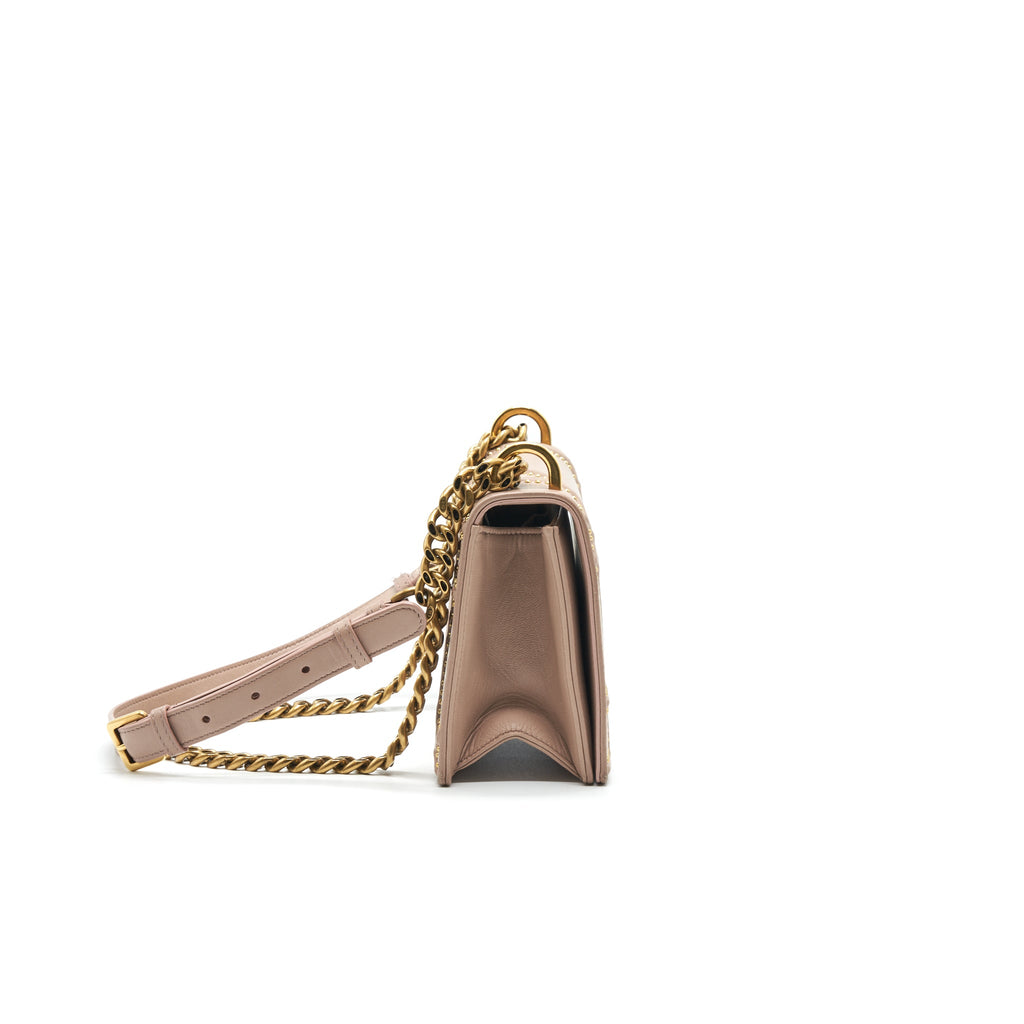 DIOR SMALL STUDDED DIORAMA BEIGE GHW