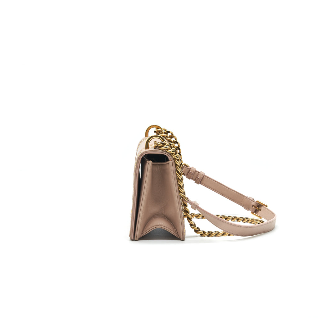 DIOR SMALL STUDDED DIORAMA BEIGE GHW