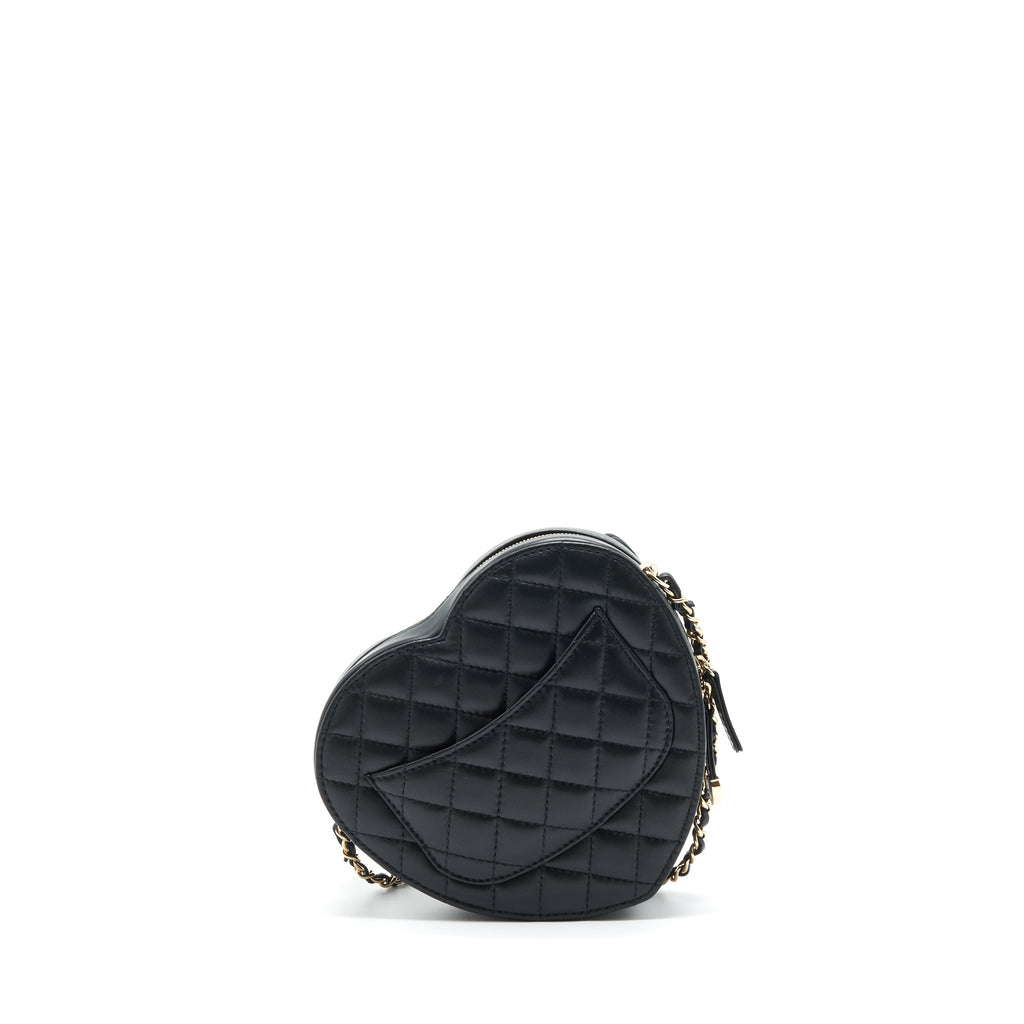 CHANEL 22S HEART BAG LAMBSKIN BLACK LGHW (MICROCHIP)