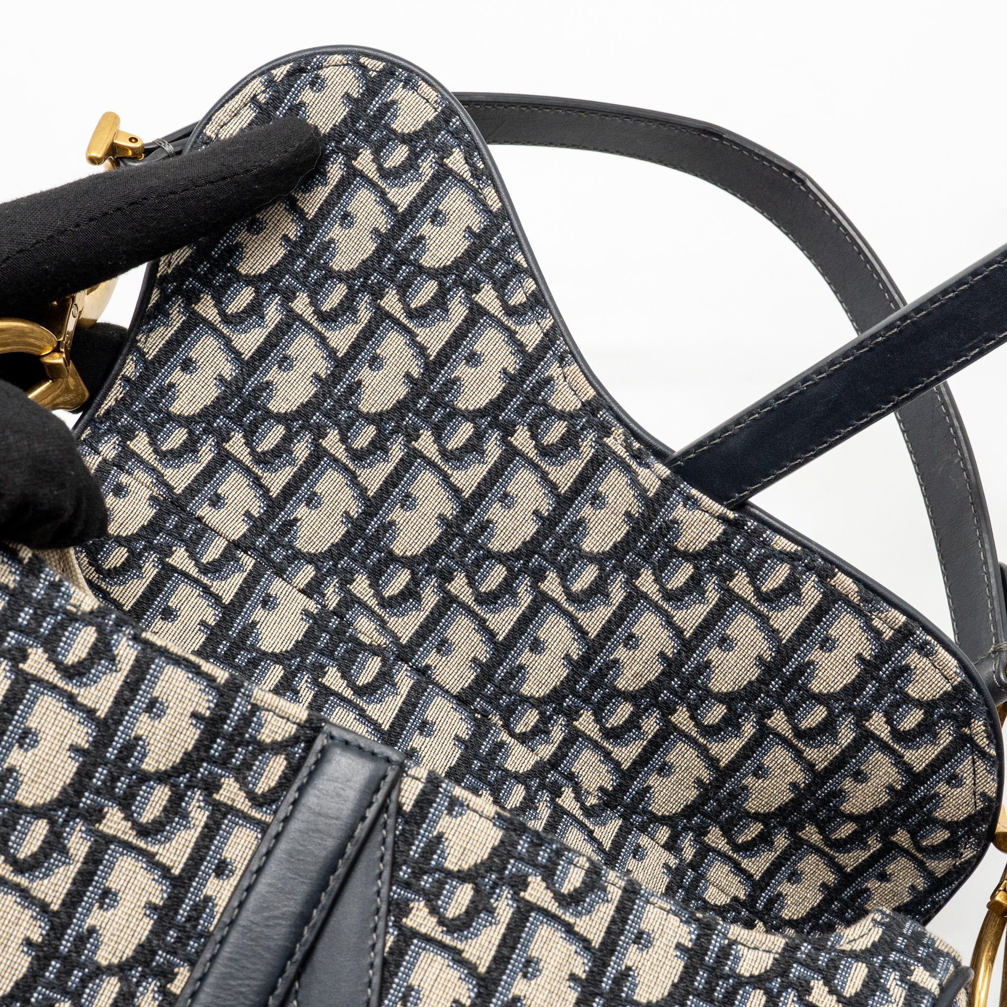 DIOR MEDIUM SADDLE BAG BLUE OBLIQUE CANVAS/CALFSKIN GHW