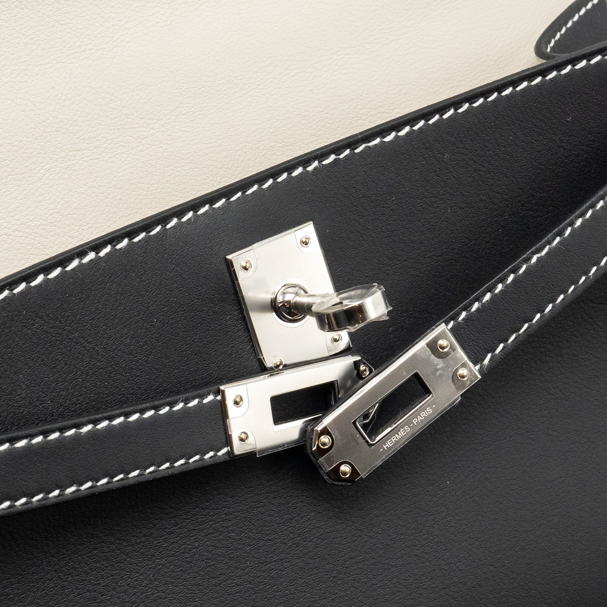 HERMES KELLY POCHETTE SPECIAL ORDER SWIFT BLACK/ GRIS PERLE SHW