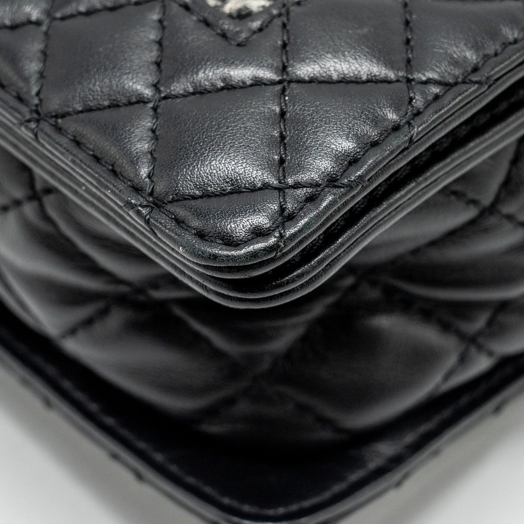 CHANEL MULTI CHAIN BOY BAG CALFSKIN/TWEED BLACK SHW