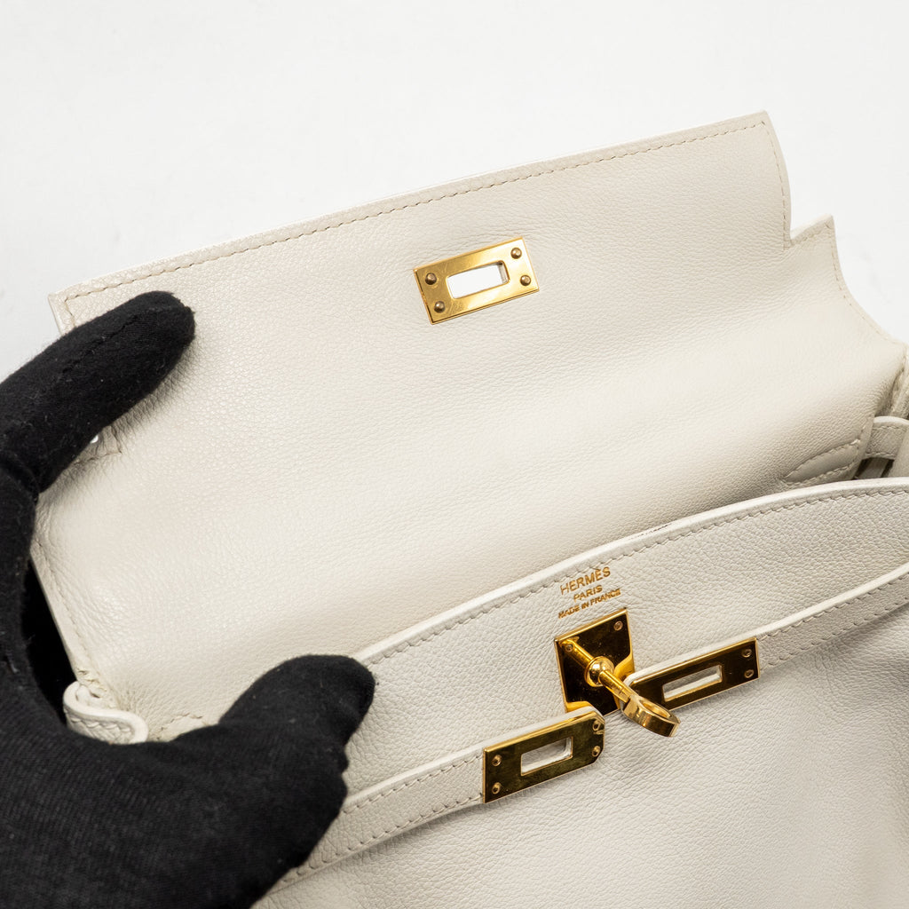 HERMES KELLY 25 EVERCOLOR BLANC GHW