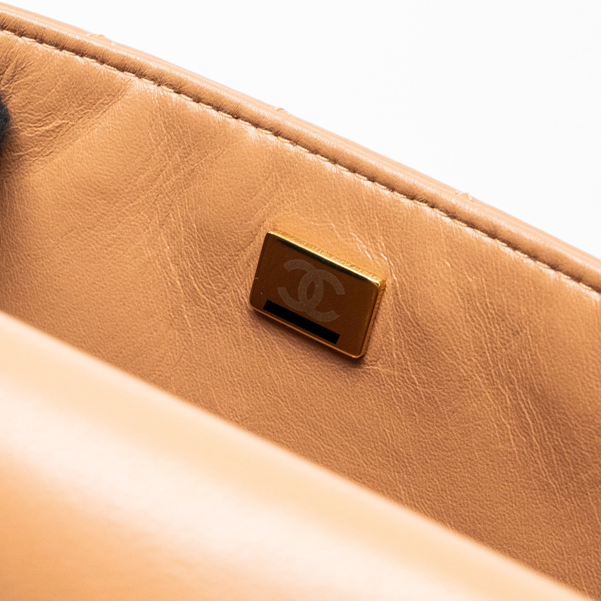 CHANEL 22S MINI RECTANGULAR FLAP BAG LAMBSKIN CARAMEL LGHW (MICROCHIP)