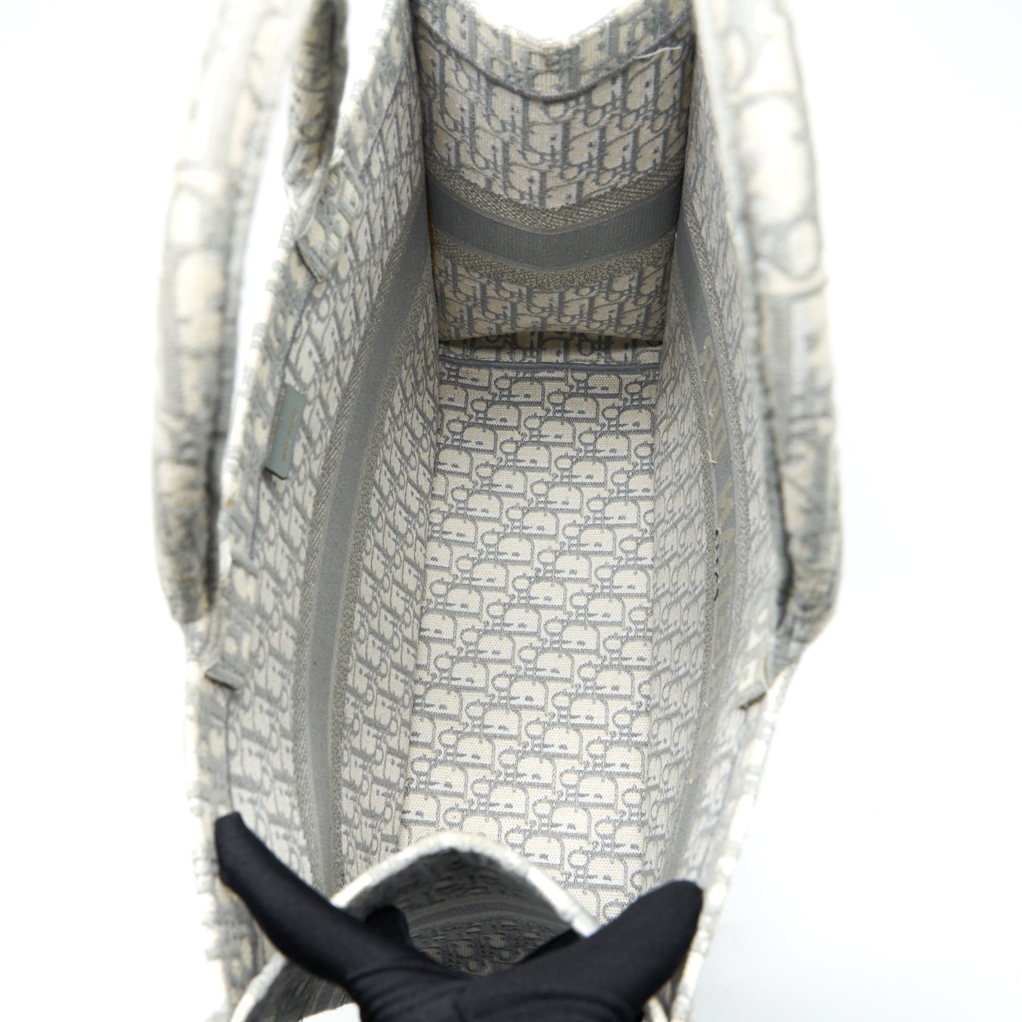 DIOR LARGE DIOR BOOK TOTE GREY OBLIQUE EMBROIDERY