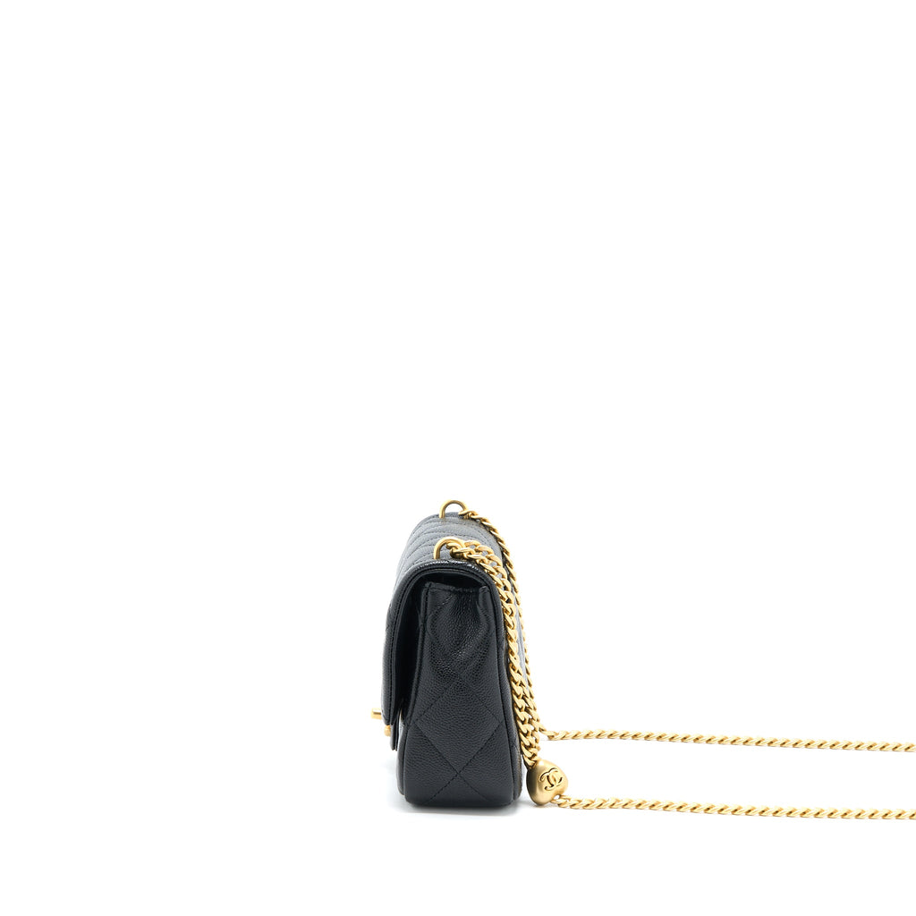 CHANEL 23P COCO LOVE FLAP BAG CAVIAR BLACK GHW (MICROCHIP)