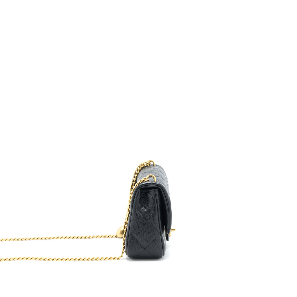 CHANEL 23P COCO LOVE FLAP BAG CAVIAR BLACK GHW (MICROCHIP)