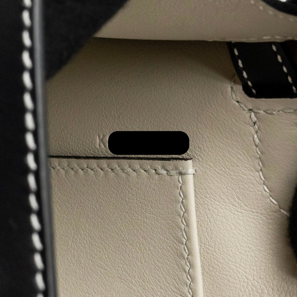 HERMES KELLY POCHETTE SPECIAL ORDER SWIFT BLACK/ GRIS PERLE SHW