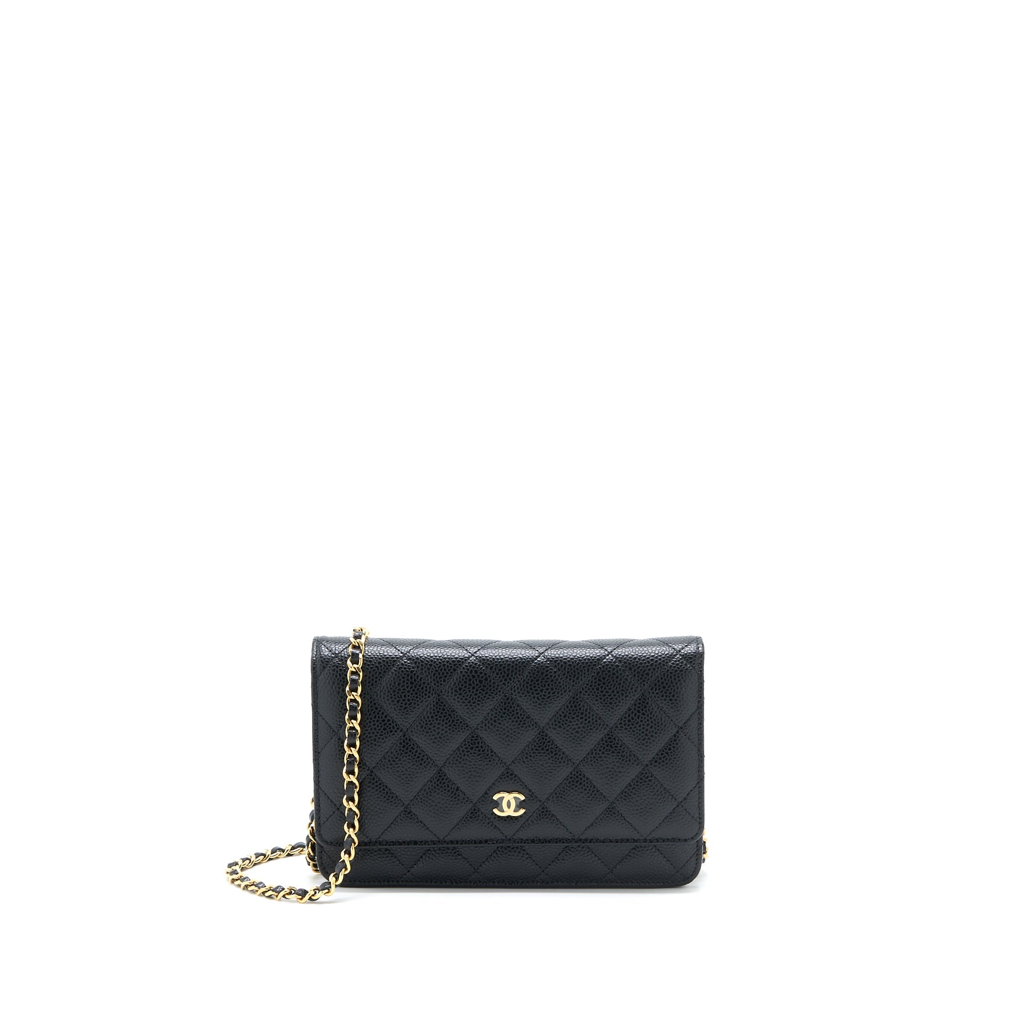 CHANEL CLASSIC WALLET ON CHAIN CAVIAR BLACK GHW( MICROCHIP)
