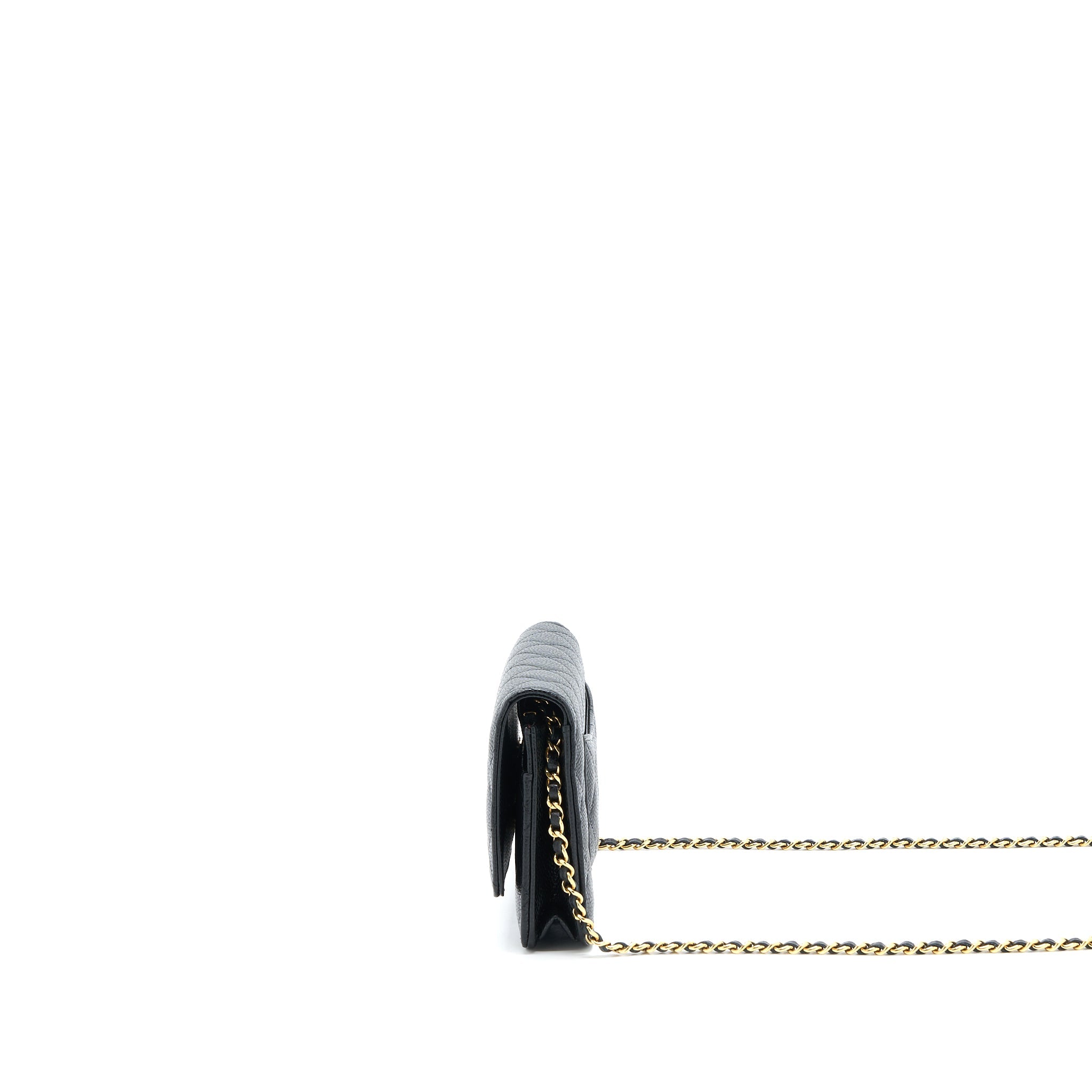 CHANEL CLASSIC WALLET ON CHAIN CAVIAR BLACK GHW( MICROCHIP)