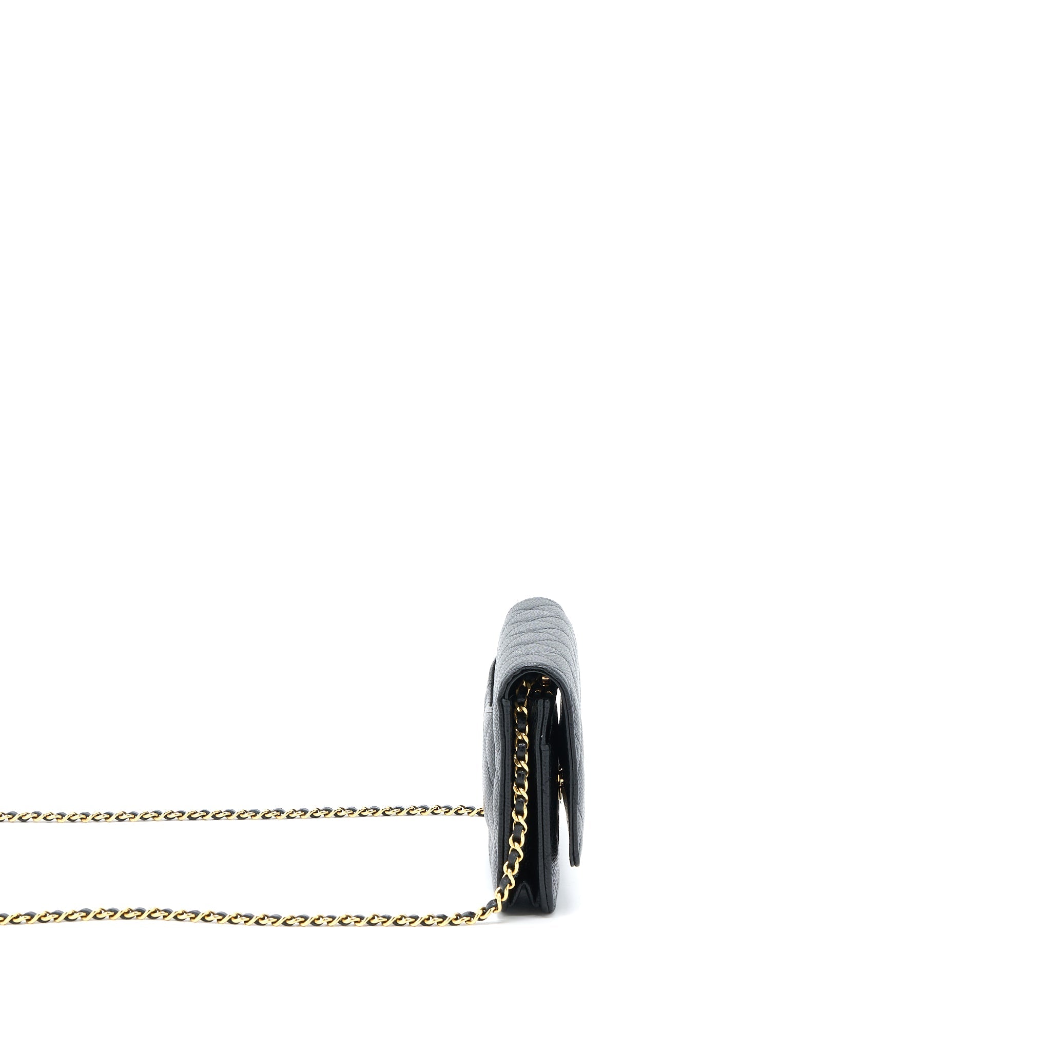 CHANEL CLASSIC WALLET ON CHAIN CAVIAR BLACK GHW( MICROCHIP)