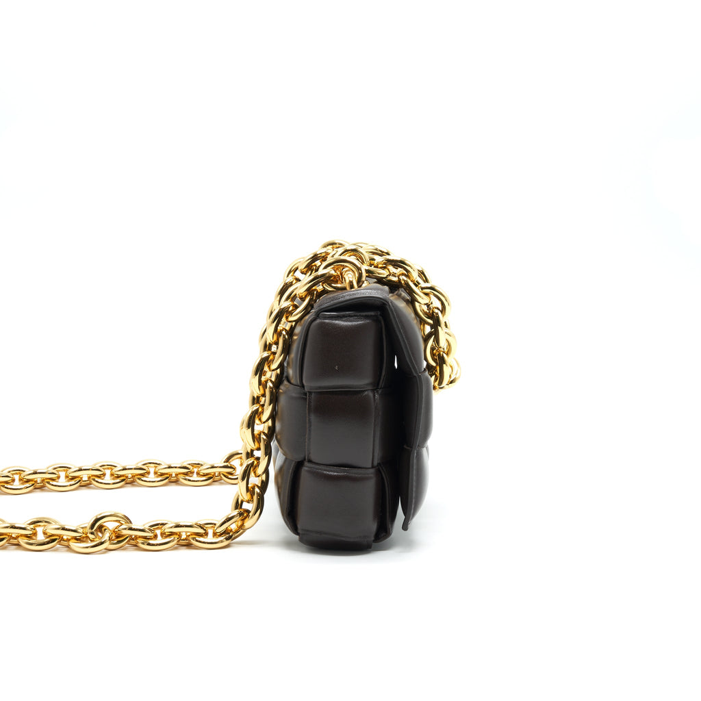 BOTTEGA VENETA CASSETTE BAG WITH CHAIN BROWN GHW