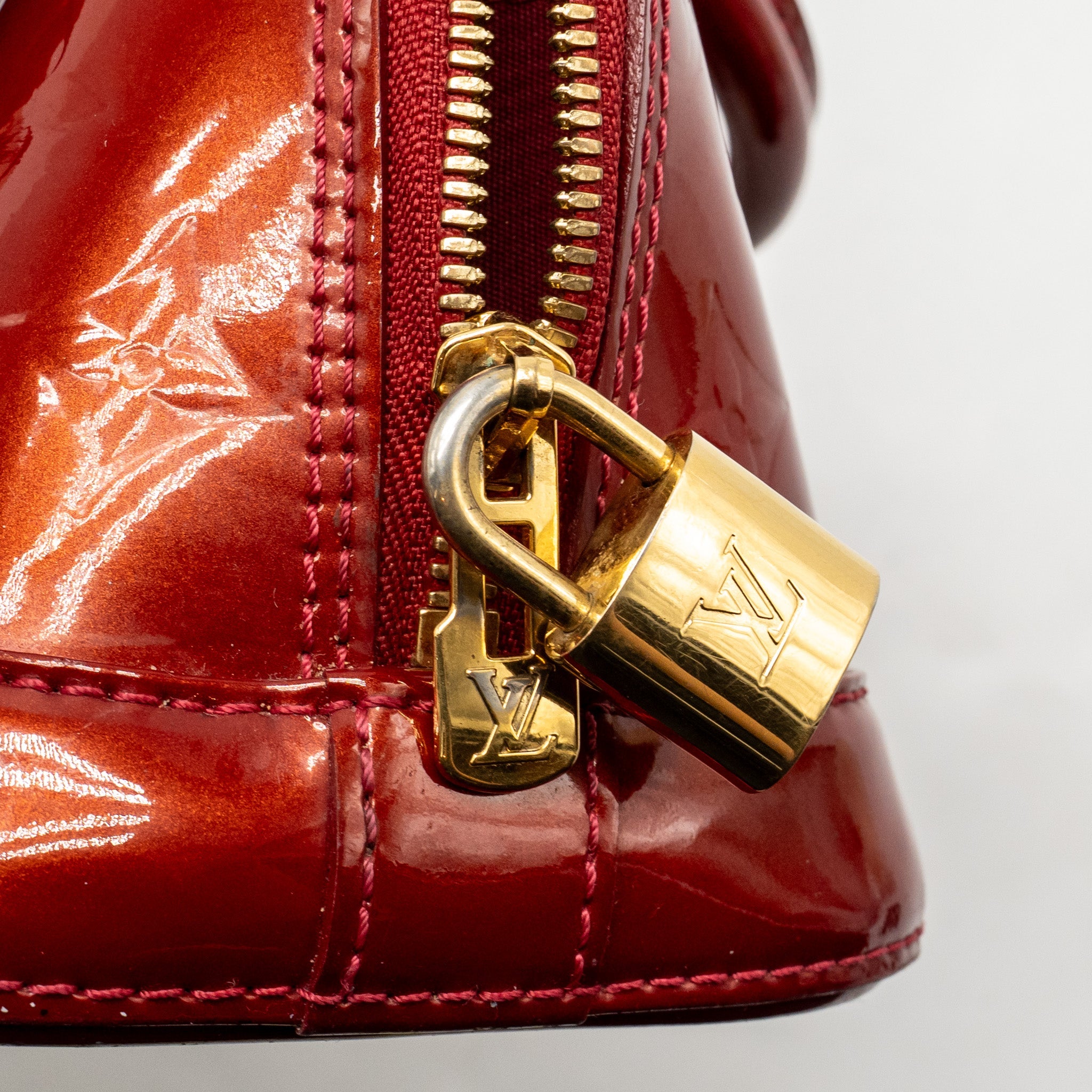LOUIS VUITTON ALMA BB PATENT LEATHER RED GHW