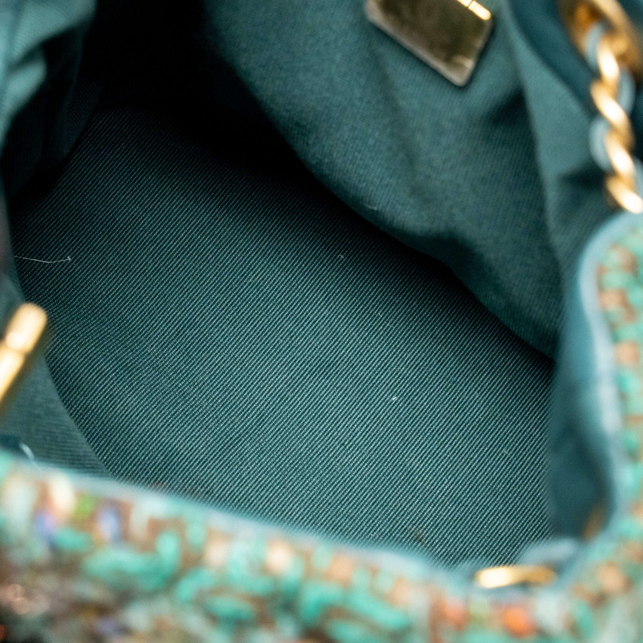 CHANEL BUCKET BACKPACK WITH CASE TWEED/LAMBSKIN DARK GREEN/MULTICOLOUR GHW (MICROCHIP)