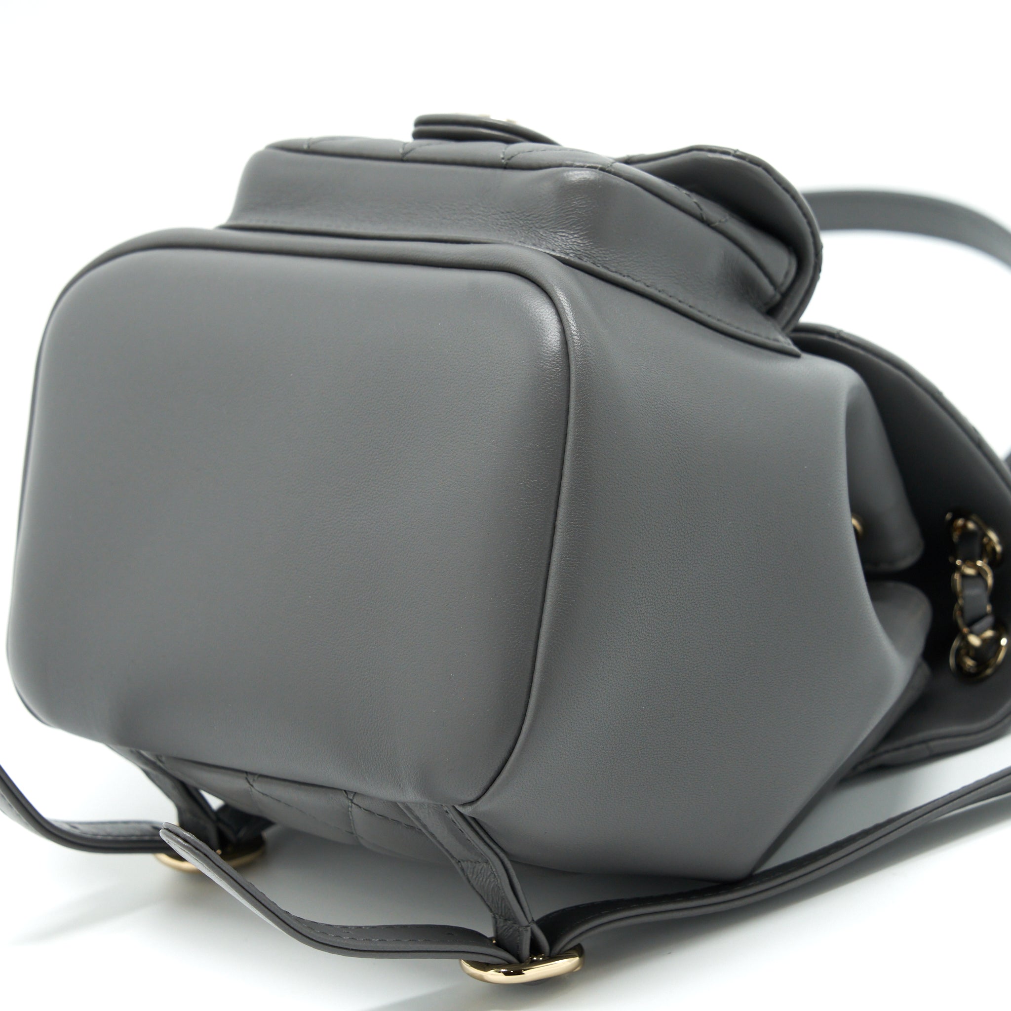 CHANEL MINI DUMA BACKPACK LAMBSKIN GREY LGHW (MICROCHIP)