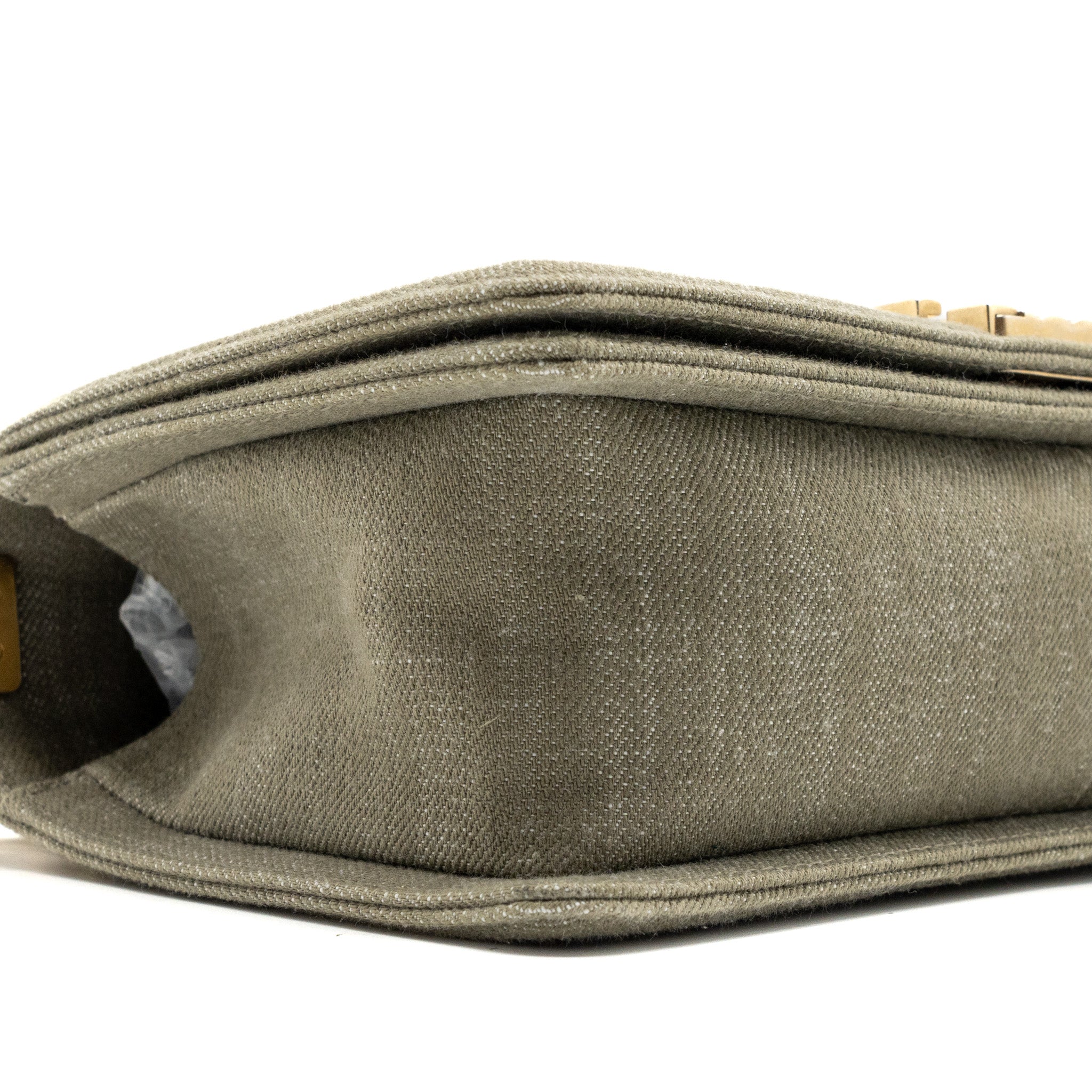 CHANEL MEDIUM BOY BAG DENIM OLIVE GREEN BRUSHED GHW