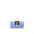 GUCCI SYLVIE LEATHER CONTINENTAL LONG WALLET IN BLUE