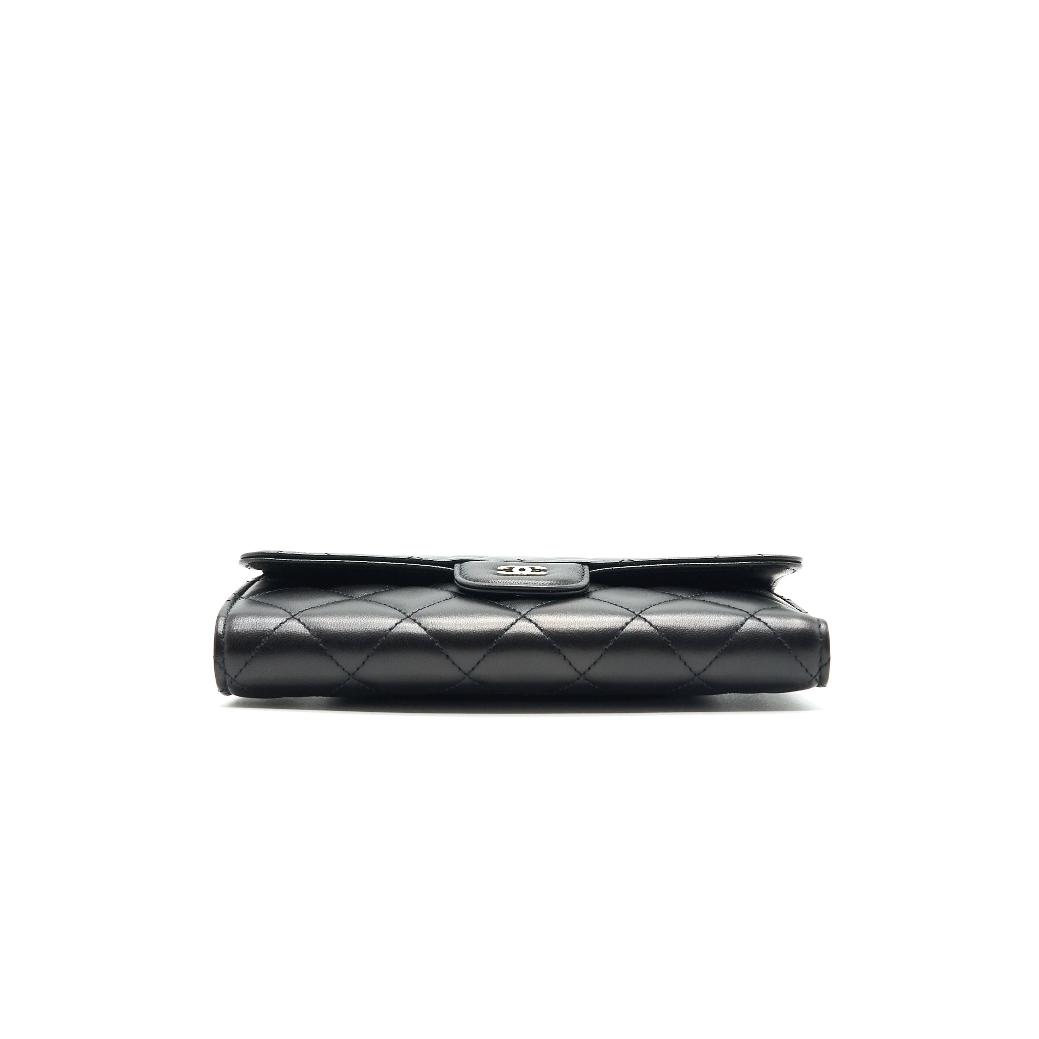 CHANEL CLASSIC FLAP WALLET LAMBSKIN BLACK SHW