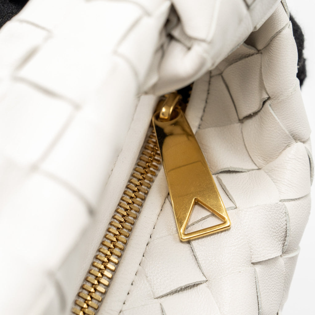 BOTTEGA VENETA MINI JODIE LAMBSKIN WHITE GHW