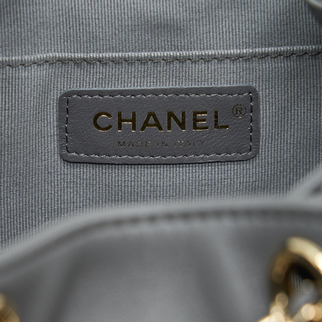 CHANEL MINI DUMA BACKPACK LAMBSKIN GREY LGHW (MICROCHIP)