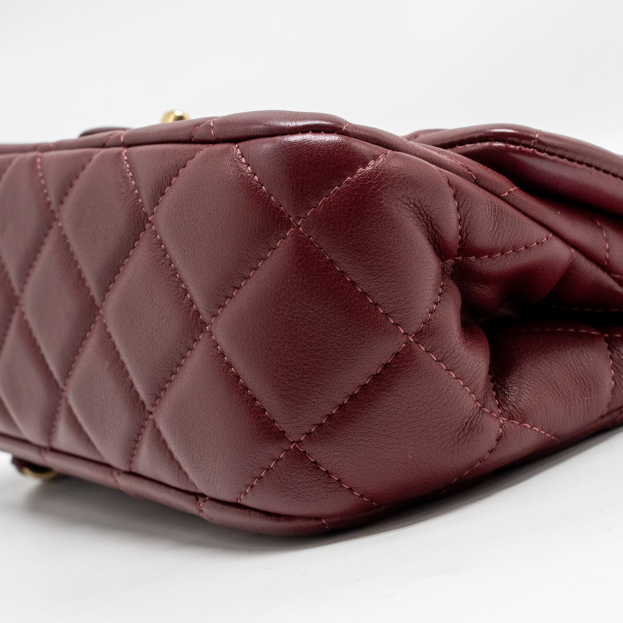 CHANEL HANGER FLAP BAG LAMBSKIN DARK RED GHW (MICROCHIP)