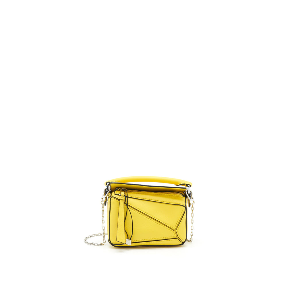 LOEWE NANO PUZZLE BAG IN CLASSIC CALFSKIN YELLOW SHW