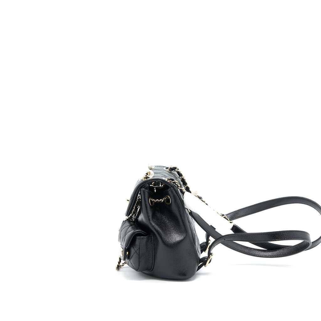 CHANEL 23P MINI TRIPLE PACK BACKPACK CAVIAR BLACK LGHW (MICROCHIP)
