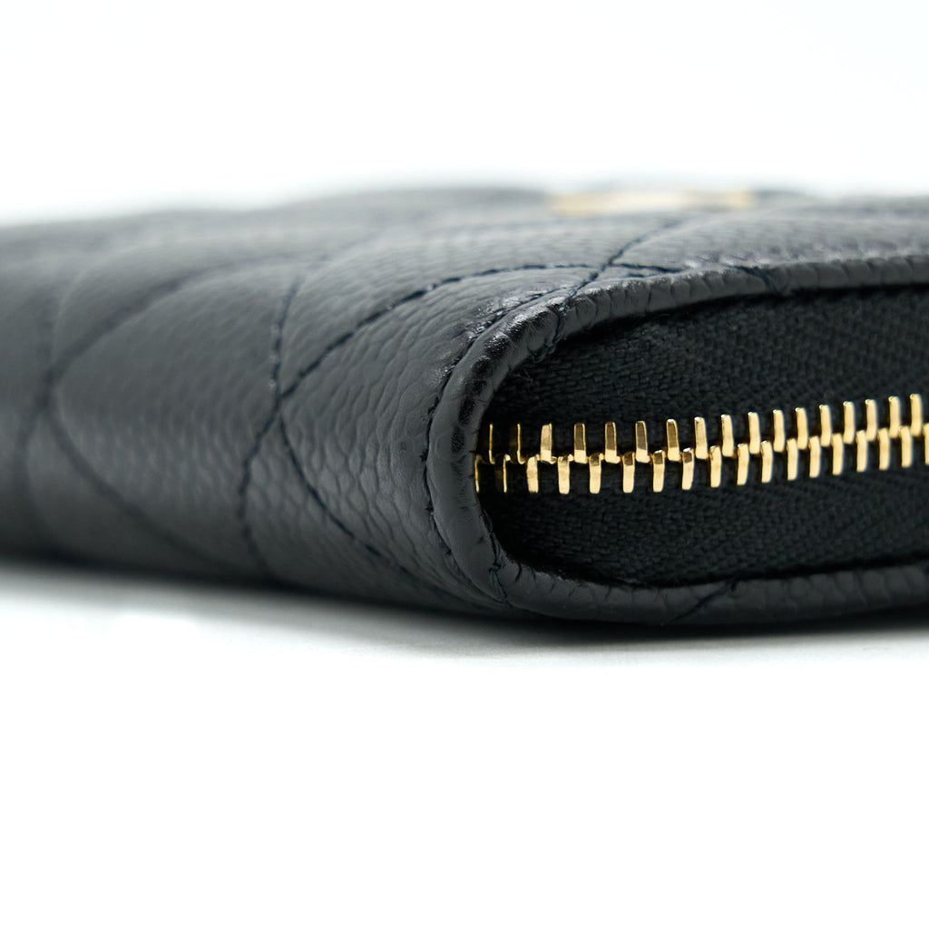 CHANEL ZIP SMALL CARD HOLDER CAVIAR BLACK GHW