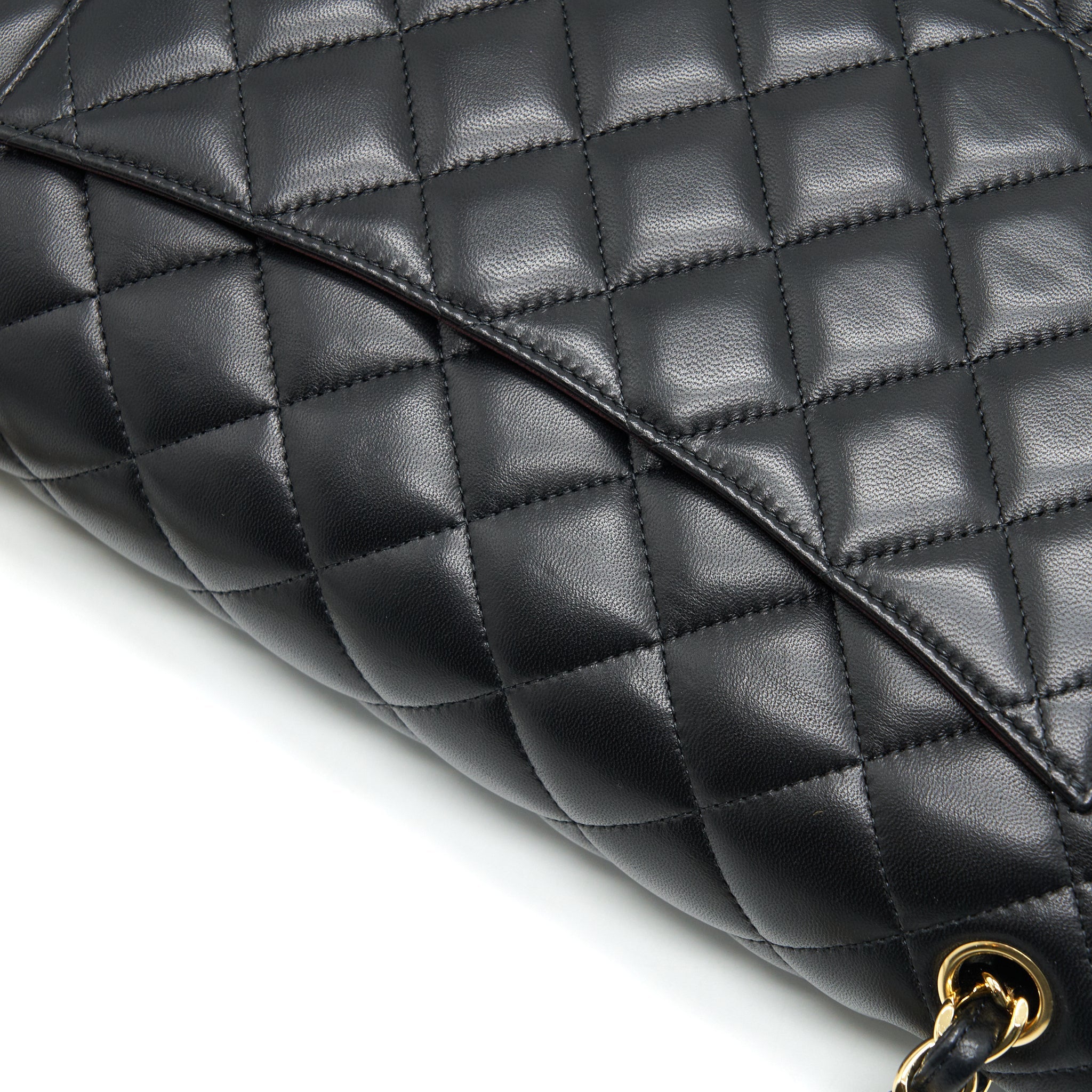 CHANEL CLASSIC DOUBLE FLAP JUMBO BAG LAMBSKIN BLACK GHW
