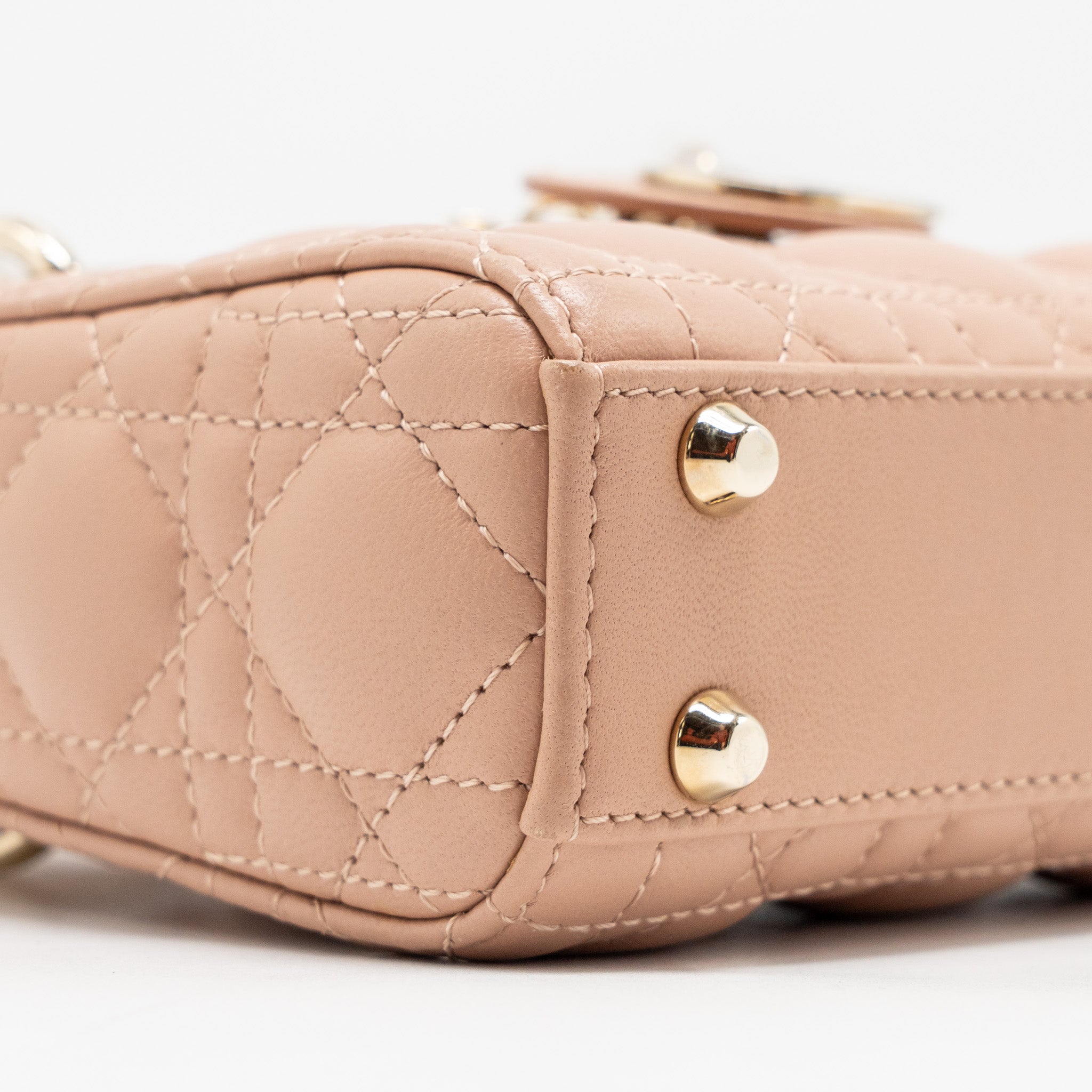 DIOR MICRO LADY DIOR CANNAGE LAMBSKIN ROSE DES VENTS LGHW