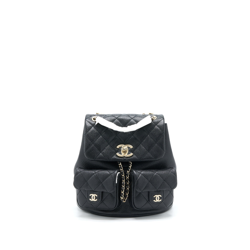 CHANEL 23P TRIPLE PACK BACKPACK CAVIAR BLACK LGHW (MICROCHIP)