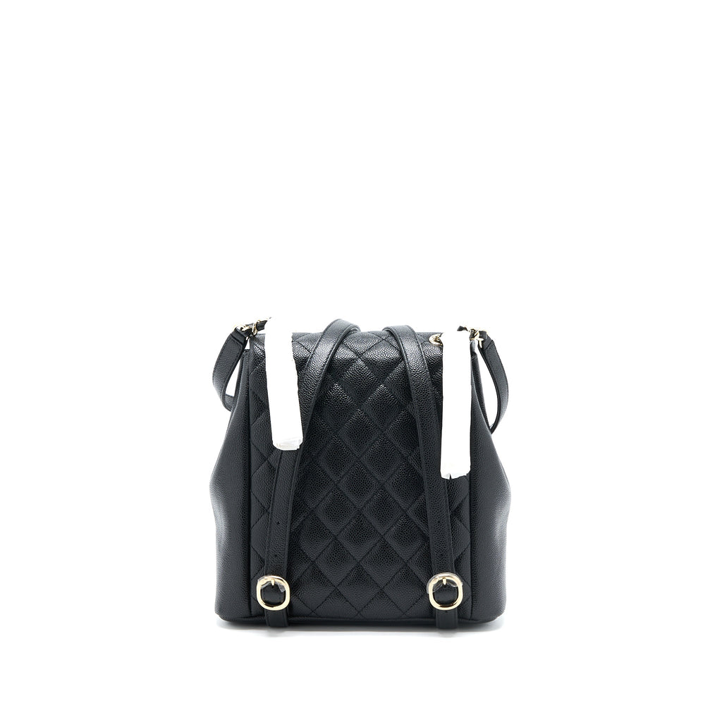 CHANEL 23P TRIPLE PACK BACKPACK CAVIAR BLACK LGHW (MICROCHIP)