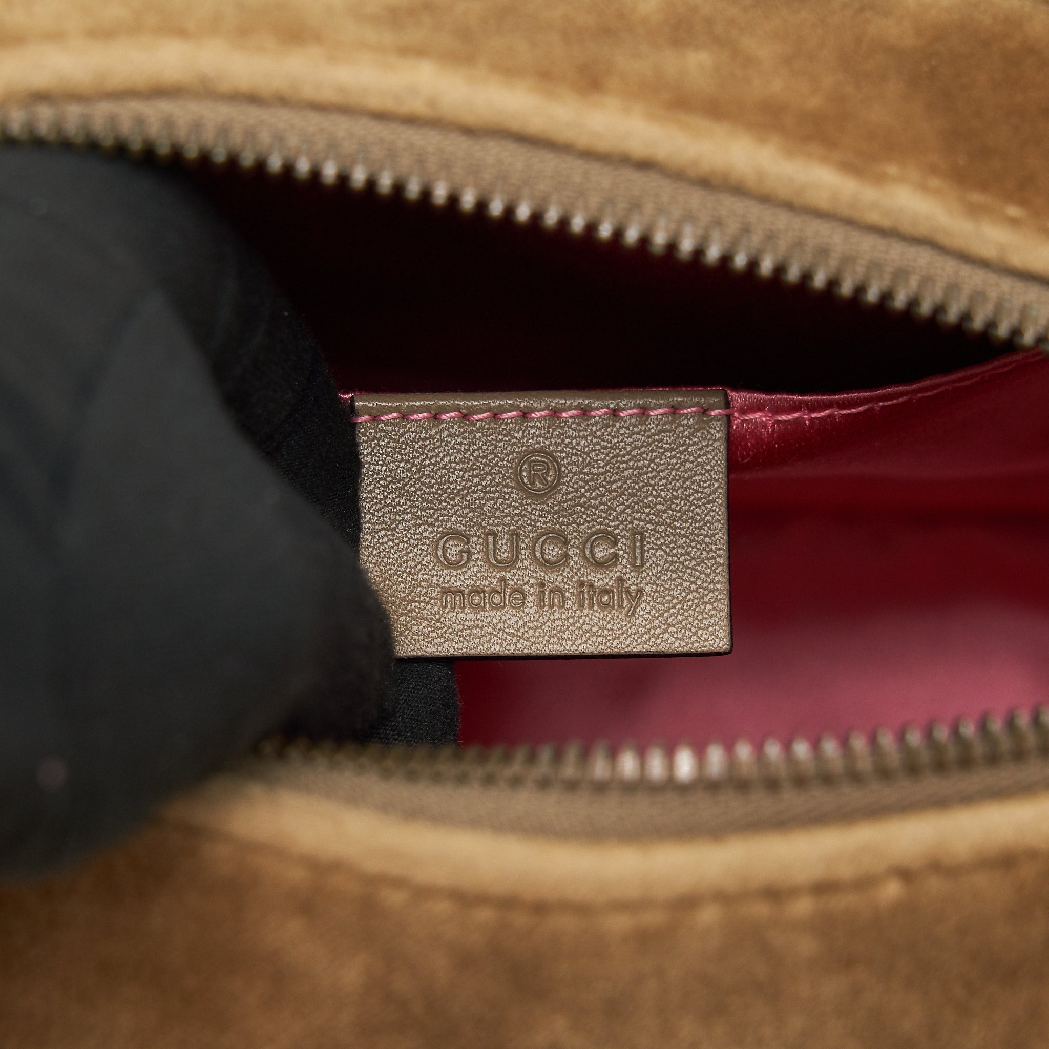 GUCCI GG MARMONT CAMERA BAG VELVET GOLD TAN GHW
