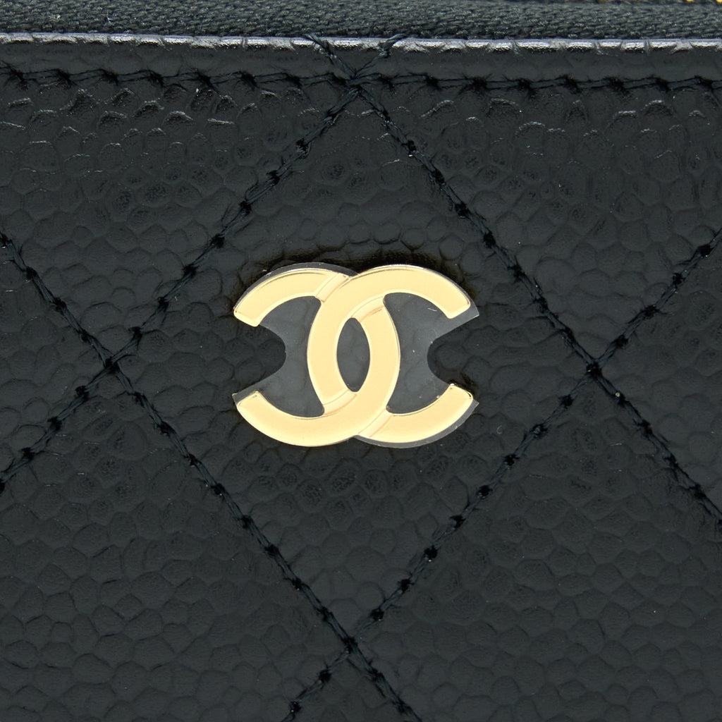 CHANEL ZIP SMALL CARD HOLDER CAVIAR BLACK GHW