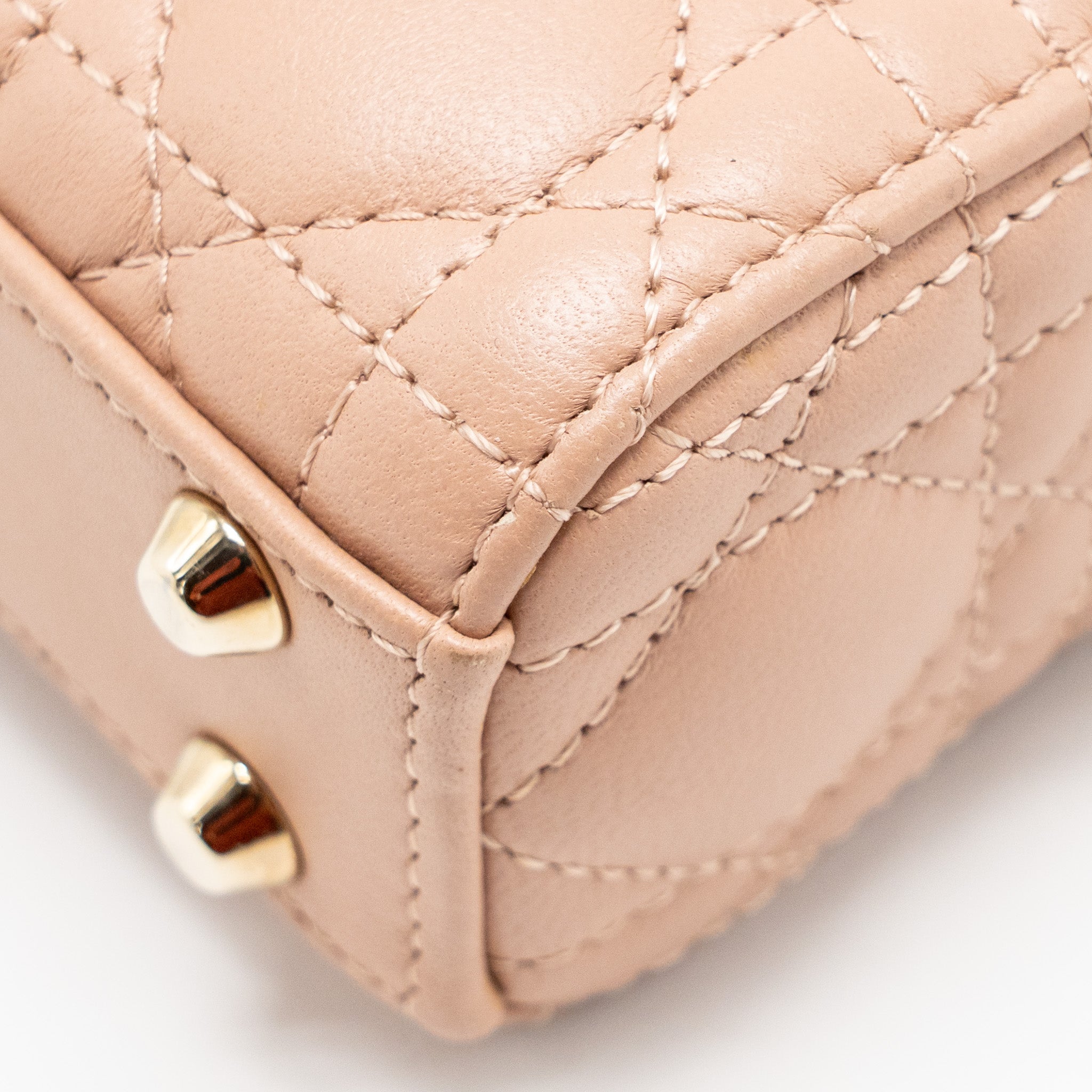 DIOR MICRO LADY DIOR CANNAGE LAMBSKIN ROSE DES VENTS LGHW