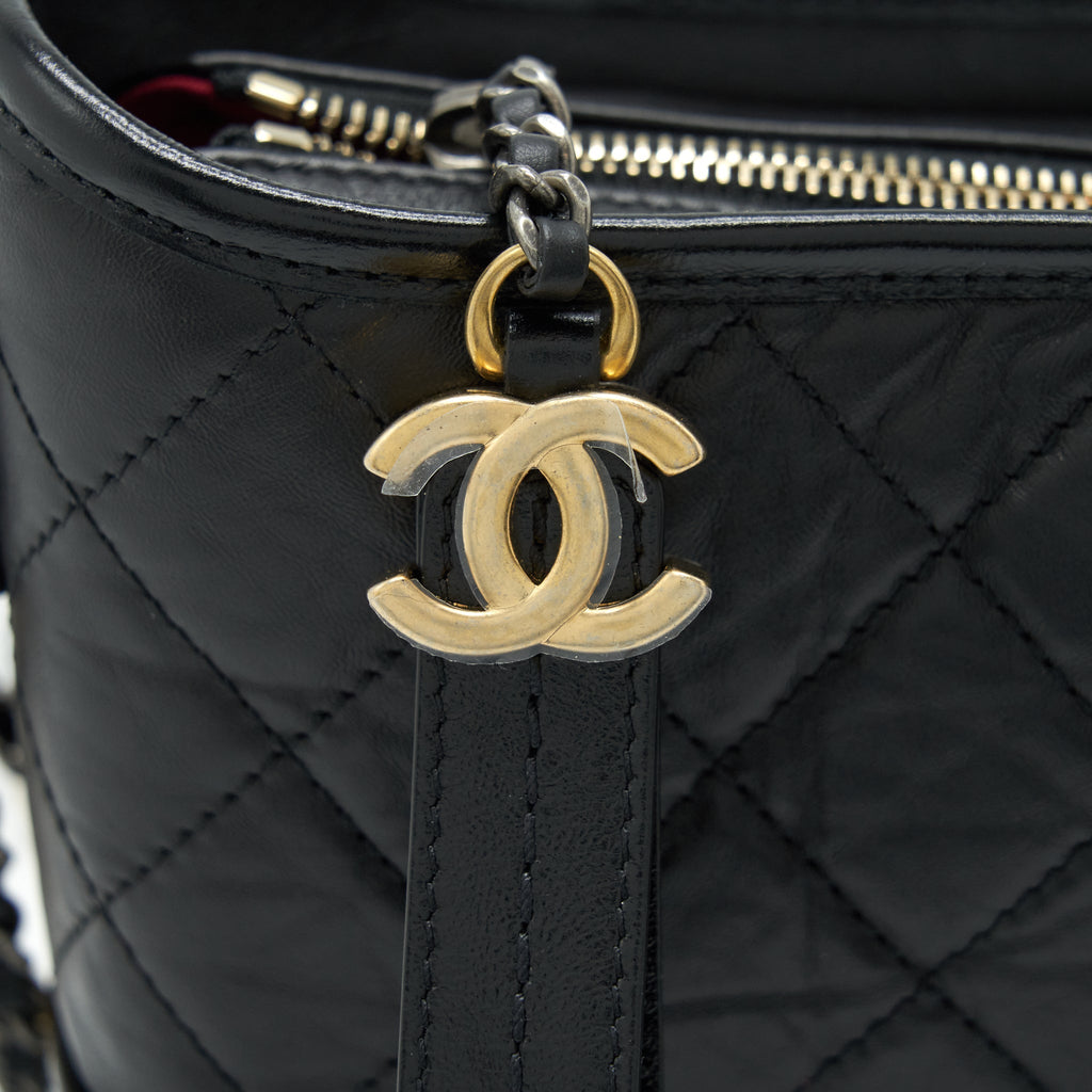 CHANEL SMALL GABRIELLE HOBO BAG CALFSKIN BLACK WITH MULTICOLOUR HARDWARE (MICROCHIP)