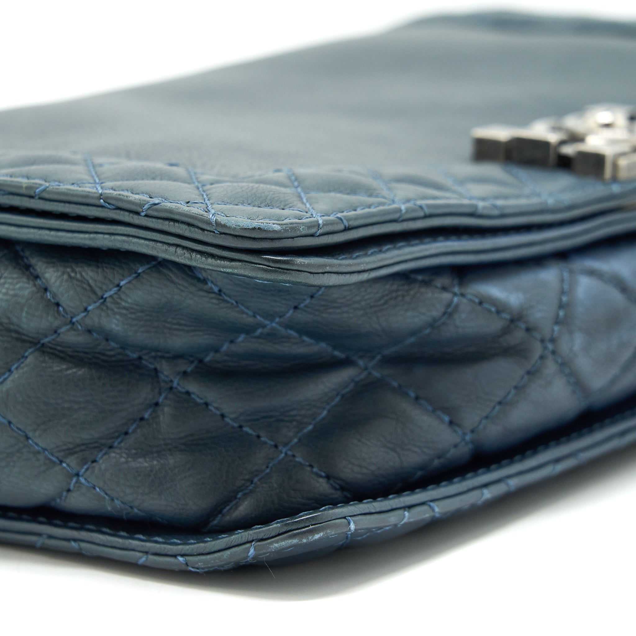 CHANEL BOY BAG SOFT CALFSKIN DARK BLUE RUTHENIUM HARDWARE