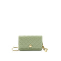 CHANEL 21B GREEN GHW PEARL CRUSH WALLET ON CHAIN