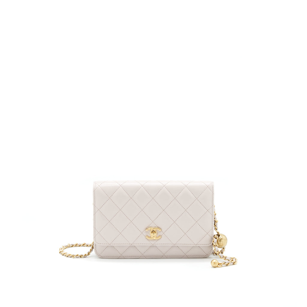 CHANEL 21B LIGHT PURPLE PEARL CRUSH WALLET ON CHAIN GHW