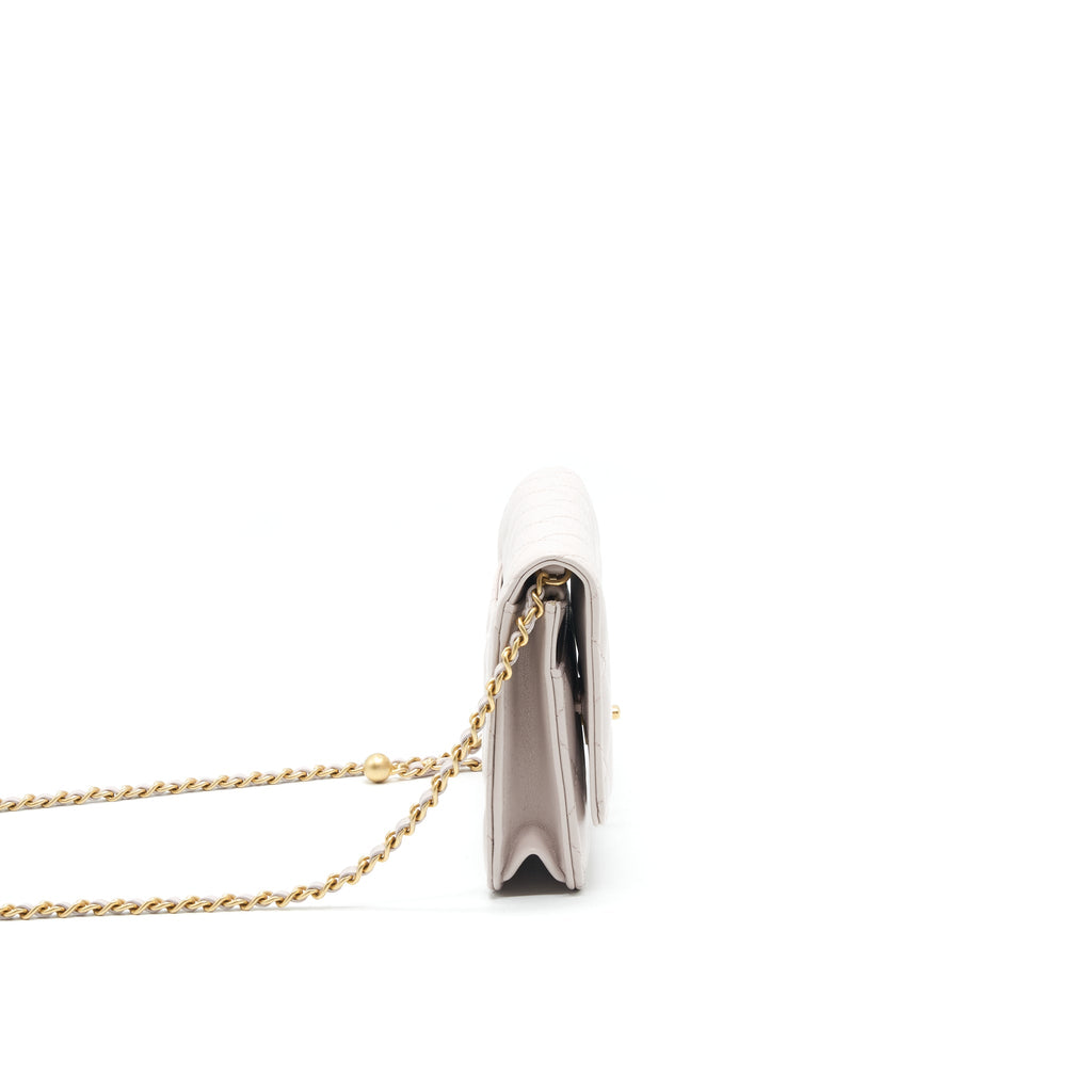 CHANEL PEARL CRUSHED PEARL WALLET ON CHAIN LILAC GHW