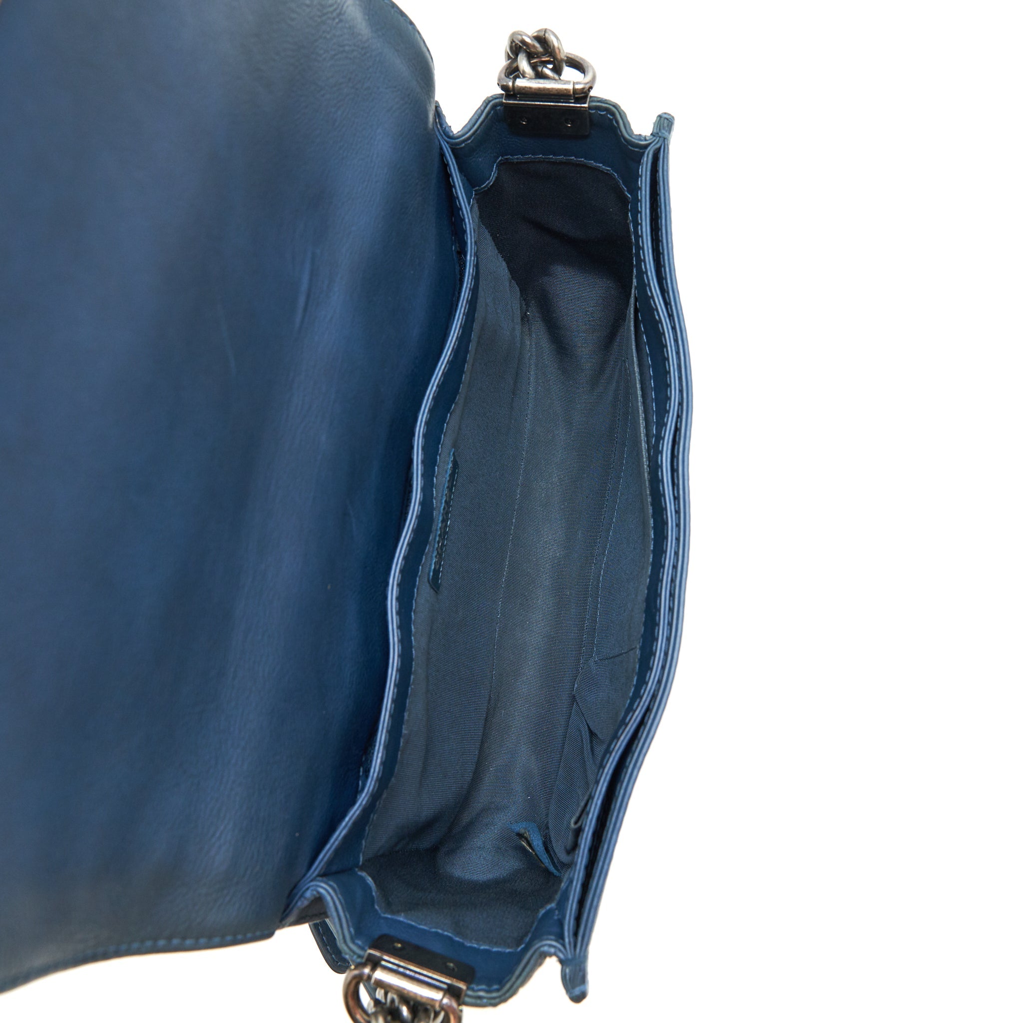 CHANEL BOY BAG SOFT CALFSKIN DARK BLUE RUTHENIUM HARDWARE