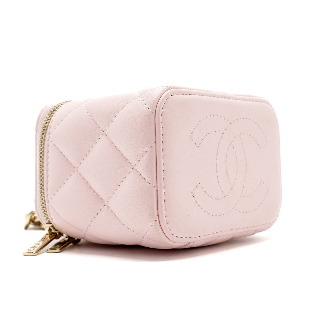 CHANEL MINI VANITY WITH GIANT CHAIN LAMBSKIN LIGHT PINK LGHW
