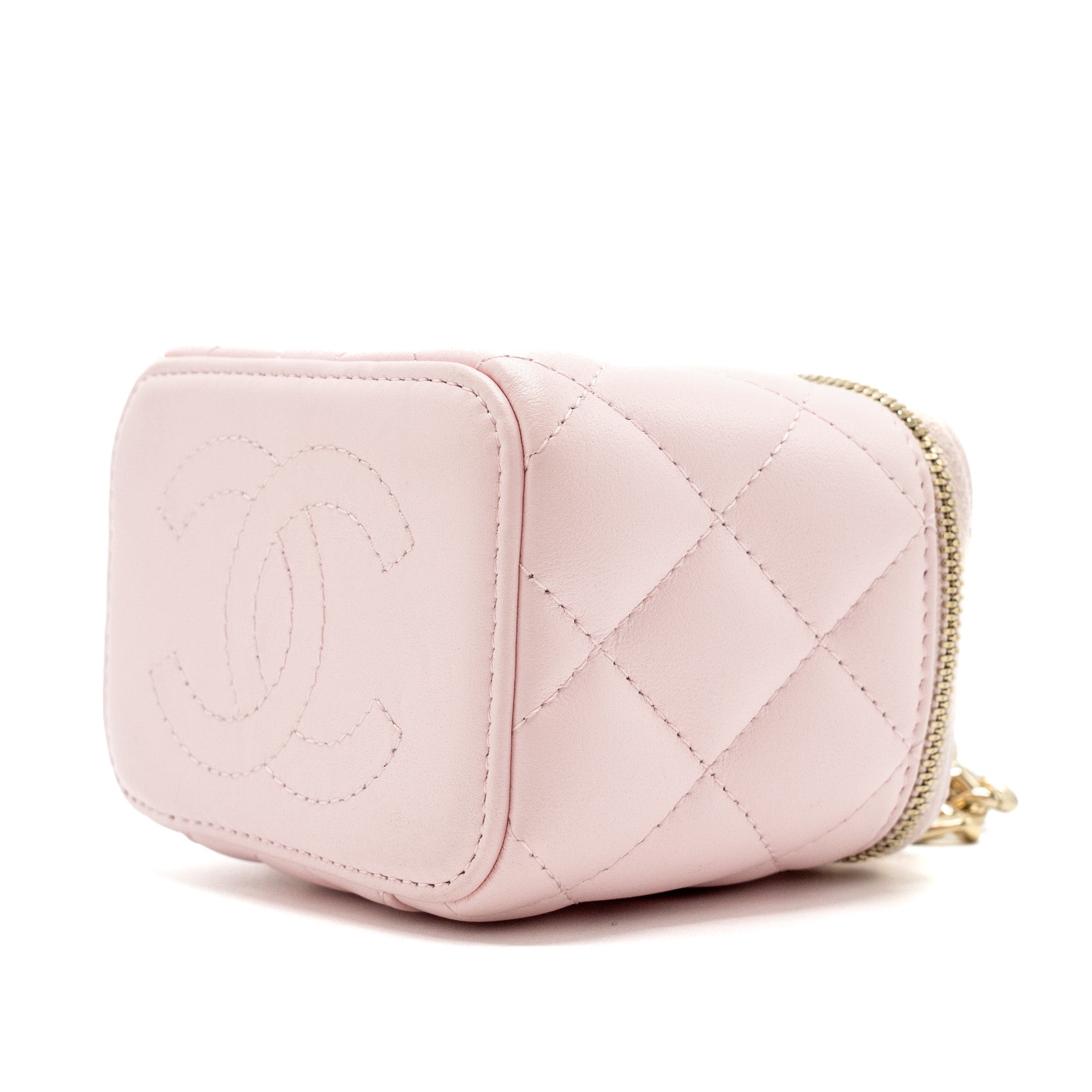CHANEL MINI VANITY WITH GIANT CHAIN LAMBSKIN LIGHT PINK LGHW