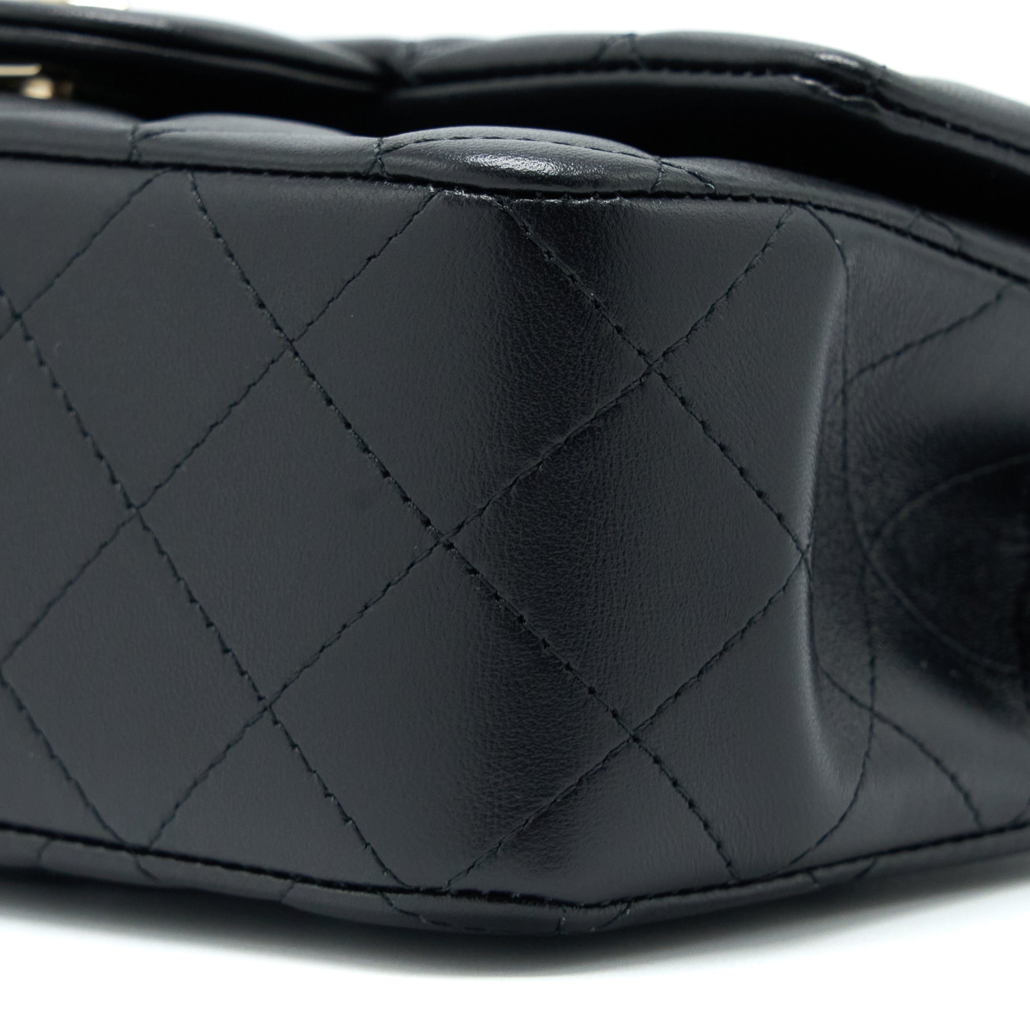 CHANEL TOP HANDLE MINI RECTANGULAR FLAP BAG LAMBSKIN BLACK LGHW (MICROCHIP)