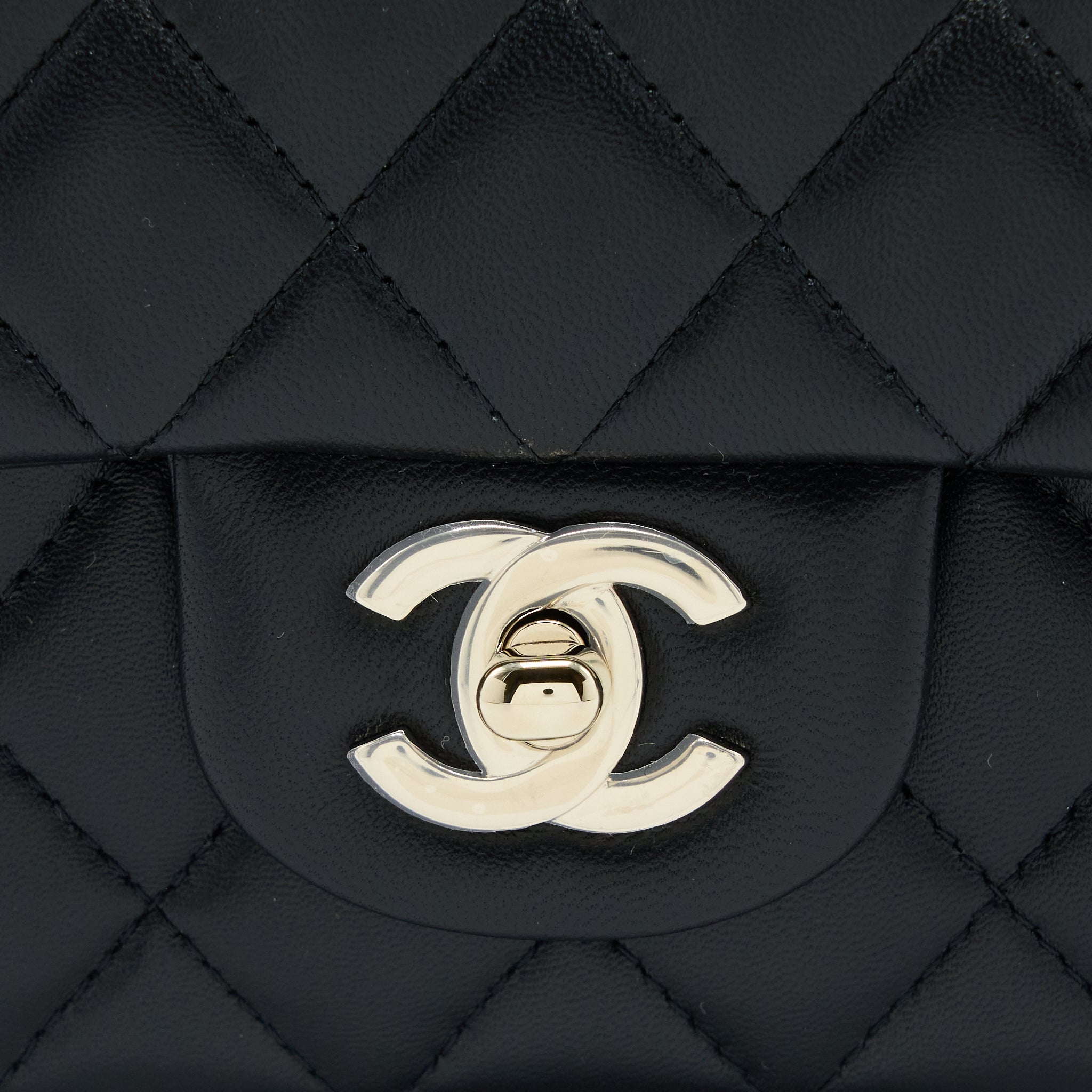 CHANEL TOP HANDLE MINI RECTANGULAR FLAP BAG LAMBSKIN BLACK LGHW (MICROCHIP)