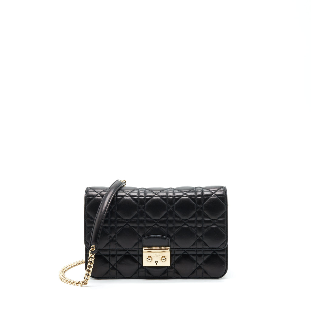 DIOR MISS DIOR MINI CROSSBODY CHAIN BAG LAMBSKIN BLACK LGHW