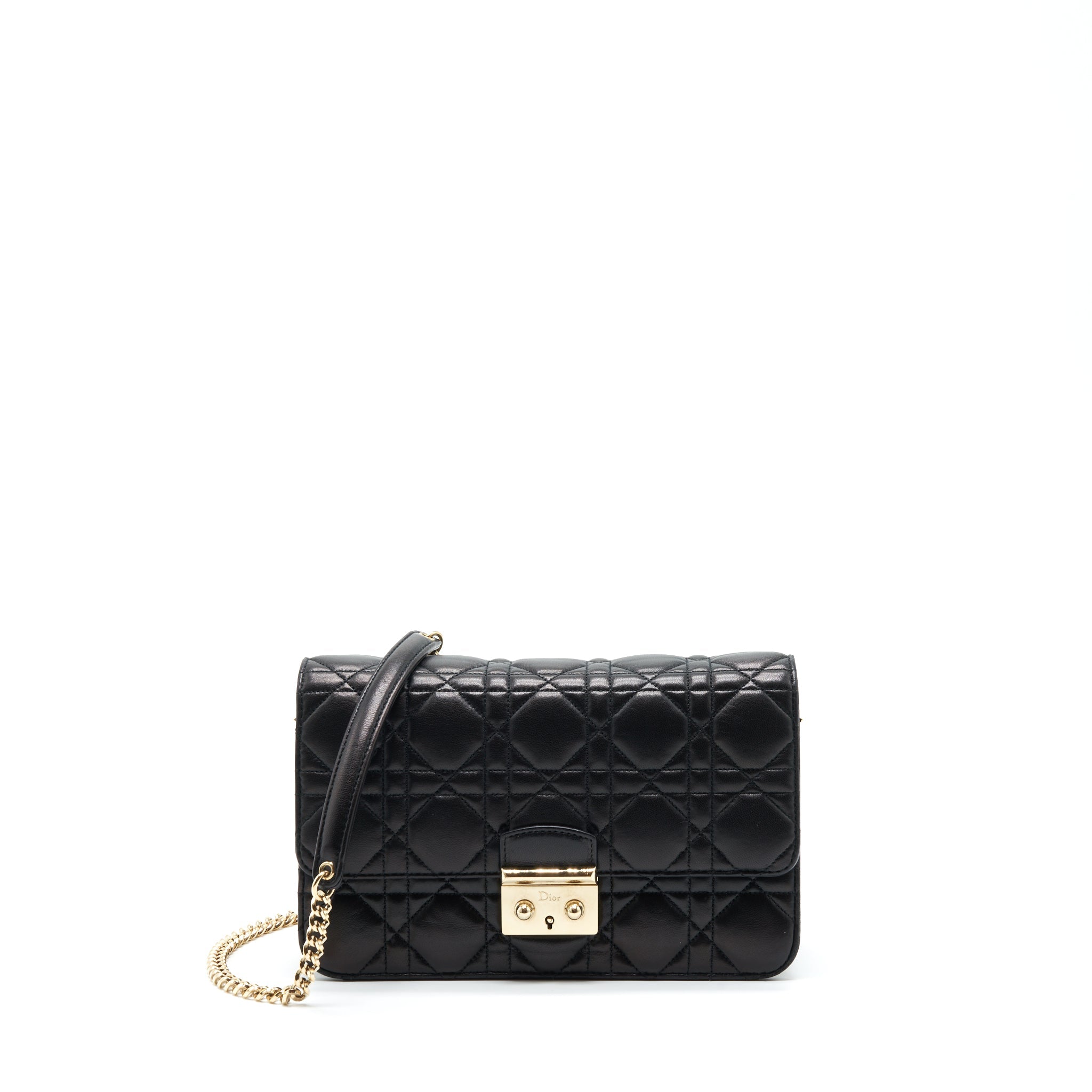 DIOR MISS DIOR MINI CROSSBODY CHAIN BAG LAMBSKIN BLACK LGHW