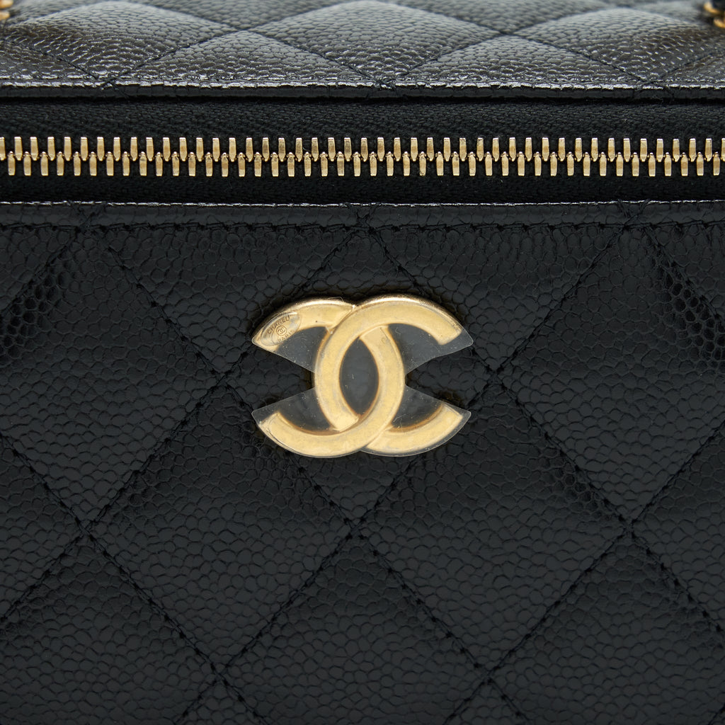 CHANEL 22S LETTER TOP HANDLE LONG VANITY CAVIAR BLACK GHW
