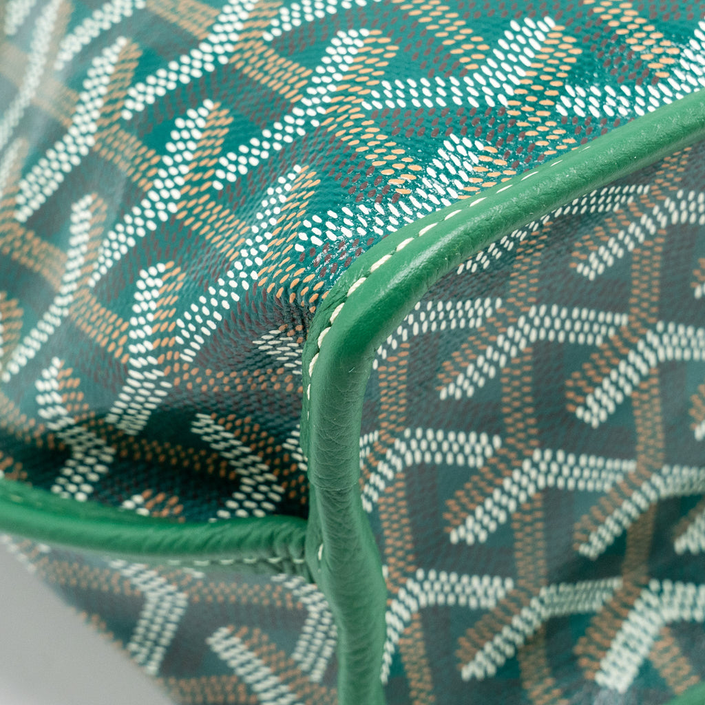 GOYARD MINI ANJOU TOTE BAG GOYARDLINE CANVAS / LEATHER GREEN SHW