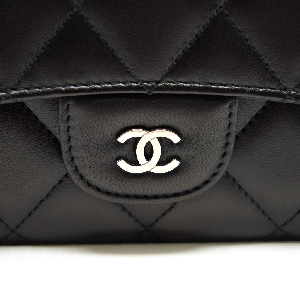 CHANEL CLASSIC FLAP WALLET LAMBSKIN BLACK SHW